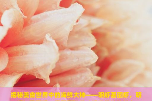 揭秘美食世界中的海鲜大神——明虾基围虾，明虾与基围虾，探索两种美味虾类的独特魅力